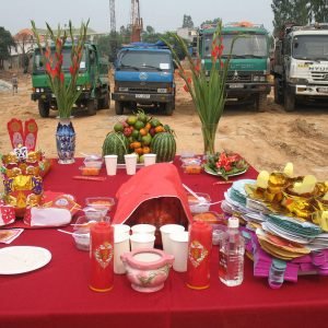 Mâm cúng động thổ